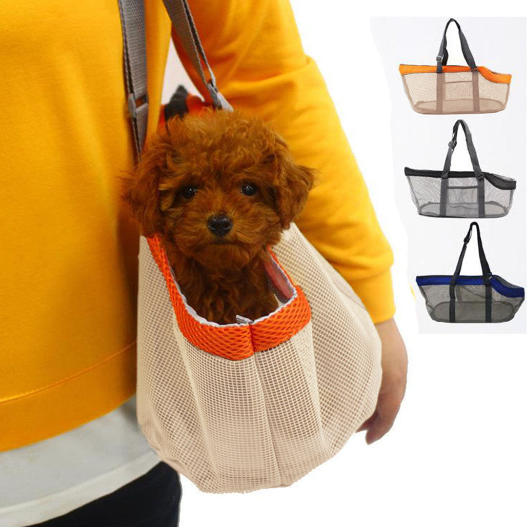 SOGA Orange Pet Carrier Bag Breathable Net Mesh Tote Pouch Dog Cat Travel Essentials - Cafe Supply