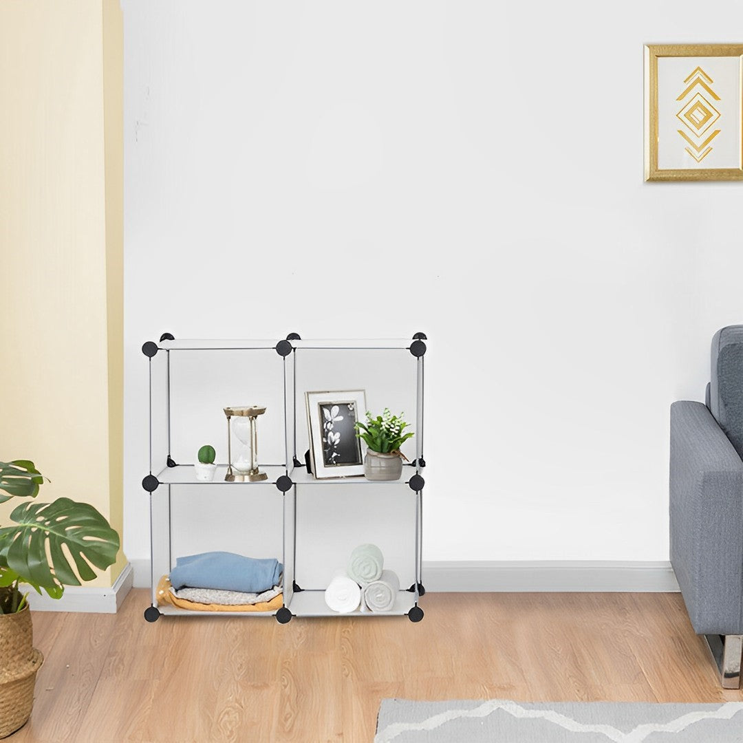 SOGA 4-Cube Transparent Shelf Box Portable Cubby DIY Storage Shelves Modular Closet Organiser - Cafe Supply