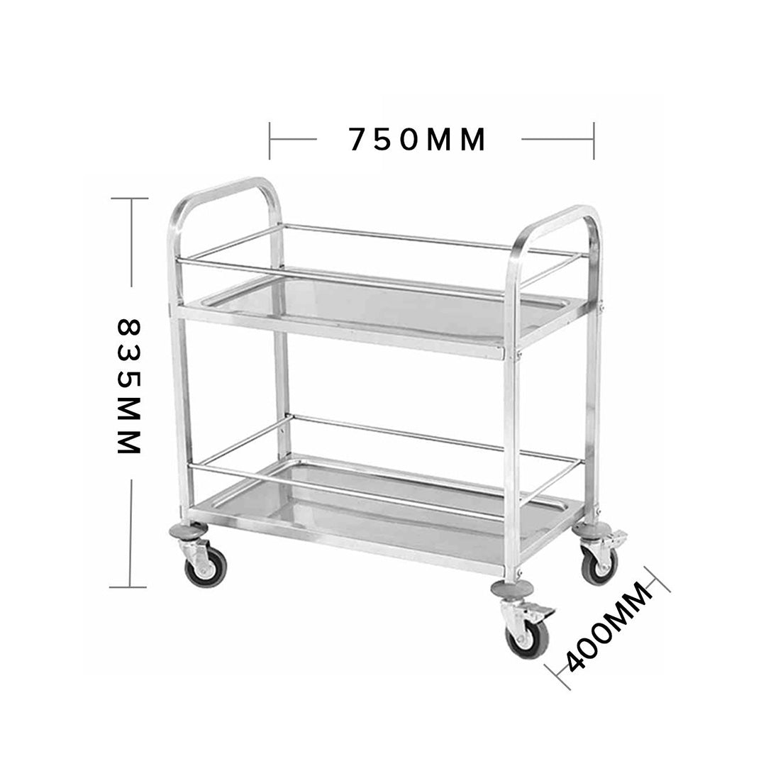 SOGA 2X 2 Tier 75x40x84cm Stainless Steel Drink Wine Food Utility Cart Small - Cafe Supply