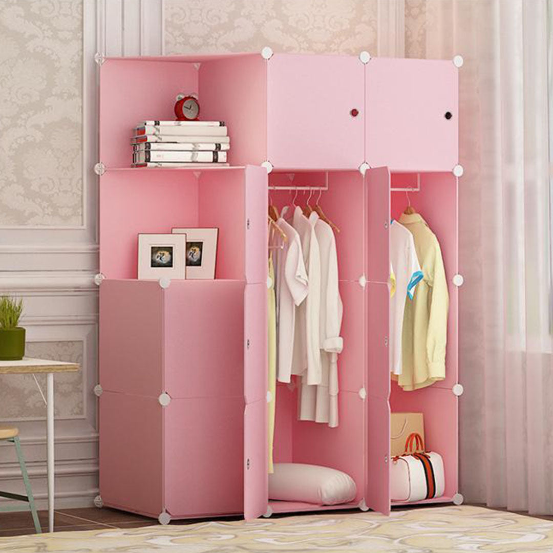 SOGA 10 Cubes Princess Design Portable Wardrobe Divide-Grid Modular Storage Organiser Foldable Closet - Cafe Supply