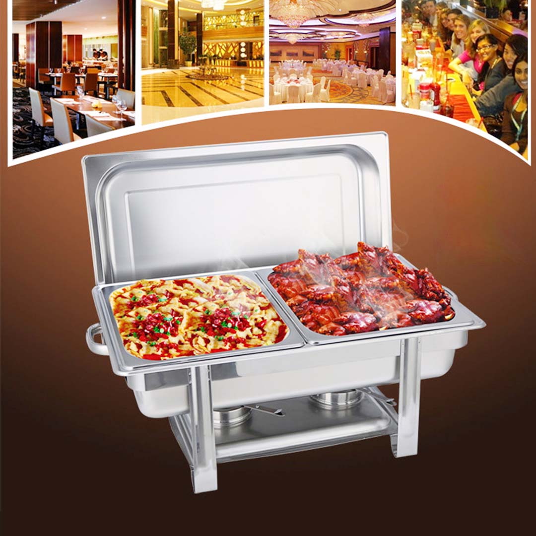 SOGA 2X Double Tray Stainless Steel Chafing Catering Dish Food Warmer - Cafe Supply