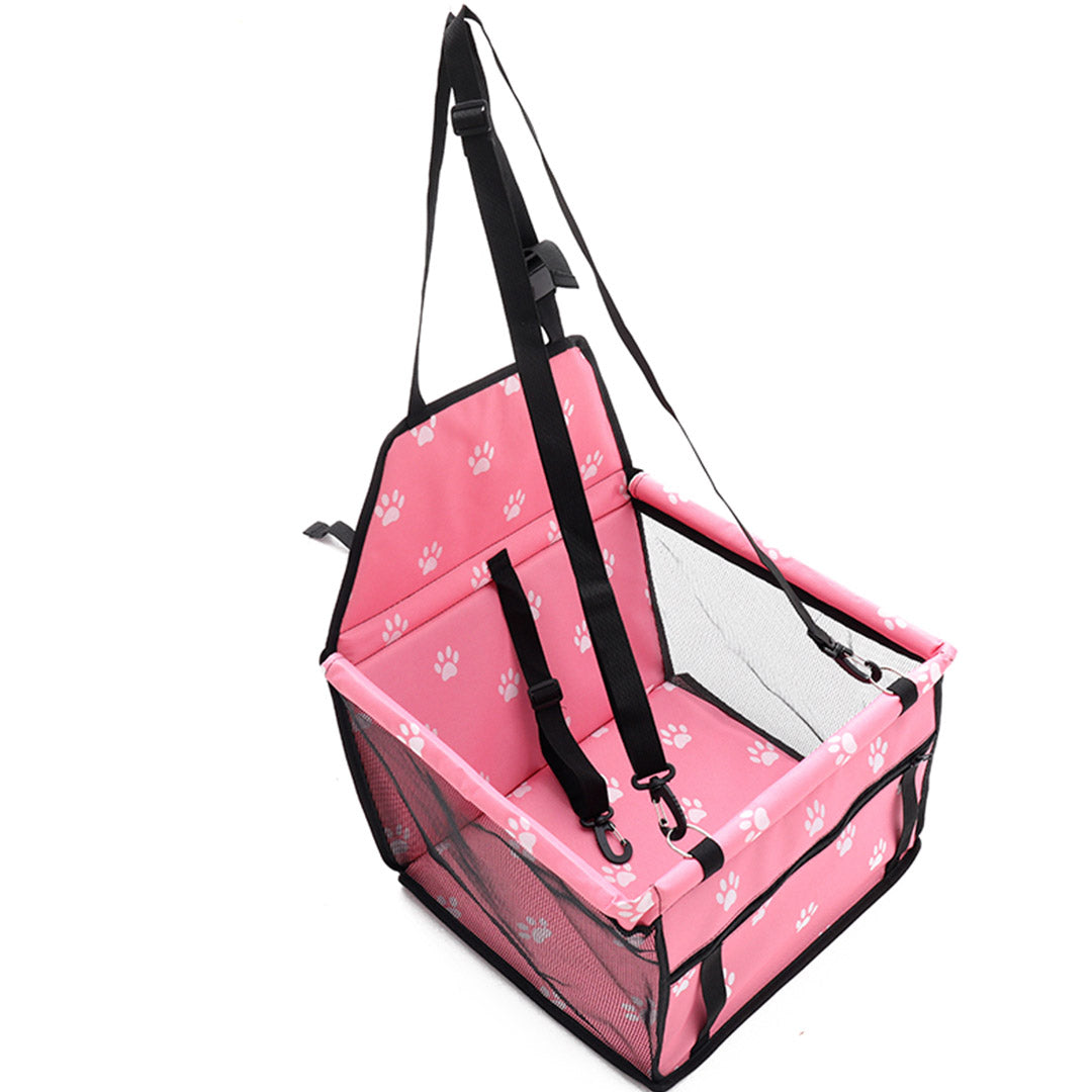 SOGA Waterproof Pet Booster Car Seat Breathable Mesh Safety Travel Portable Dog Carrier Bag Pink - Cafe Supply