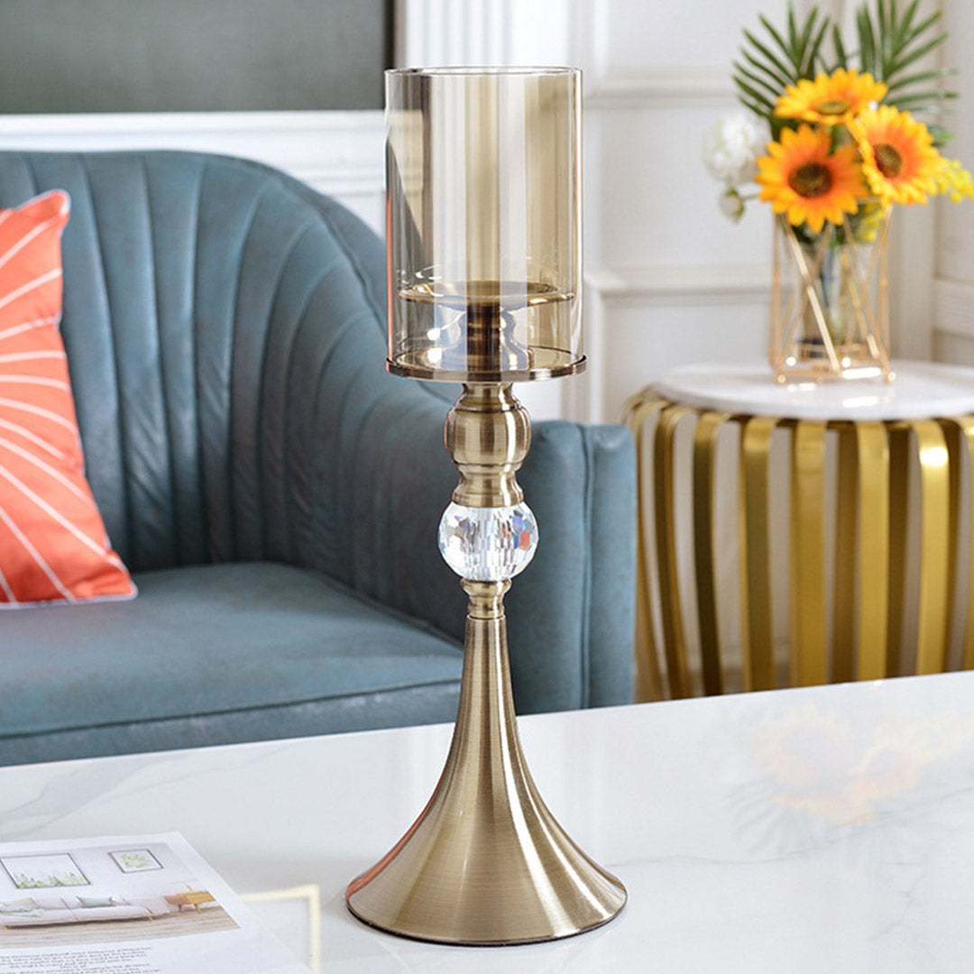 SOGA 43cm Glass Candle Holder Candle Stand Glass/Metal - Cafe Supply
