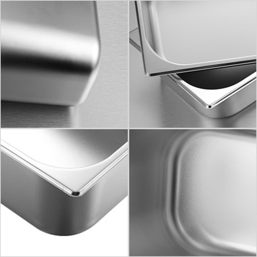 SOGA 4X Gastronorm GN Pan Full Size 1/3 GN Pan 20cm Deep Stainless Steel Tray With Lid - Cafe Supply