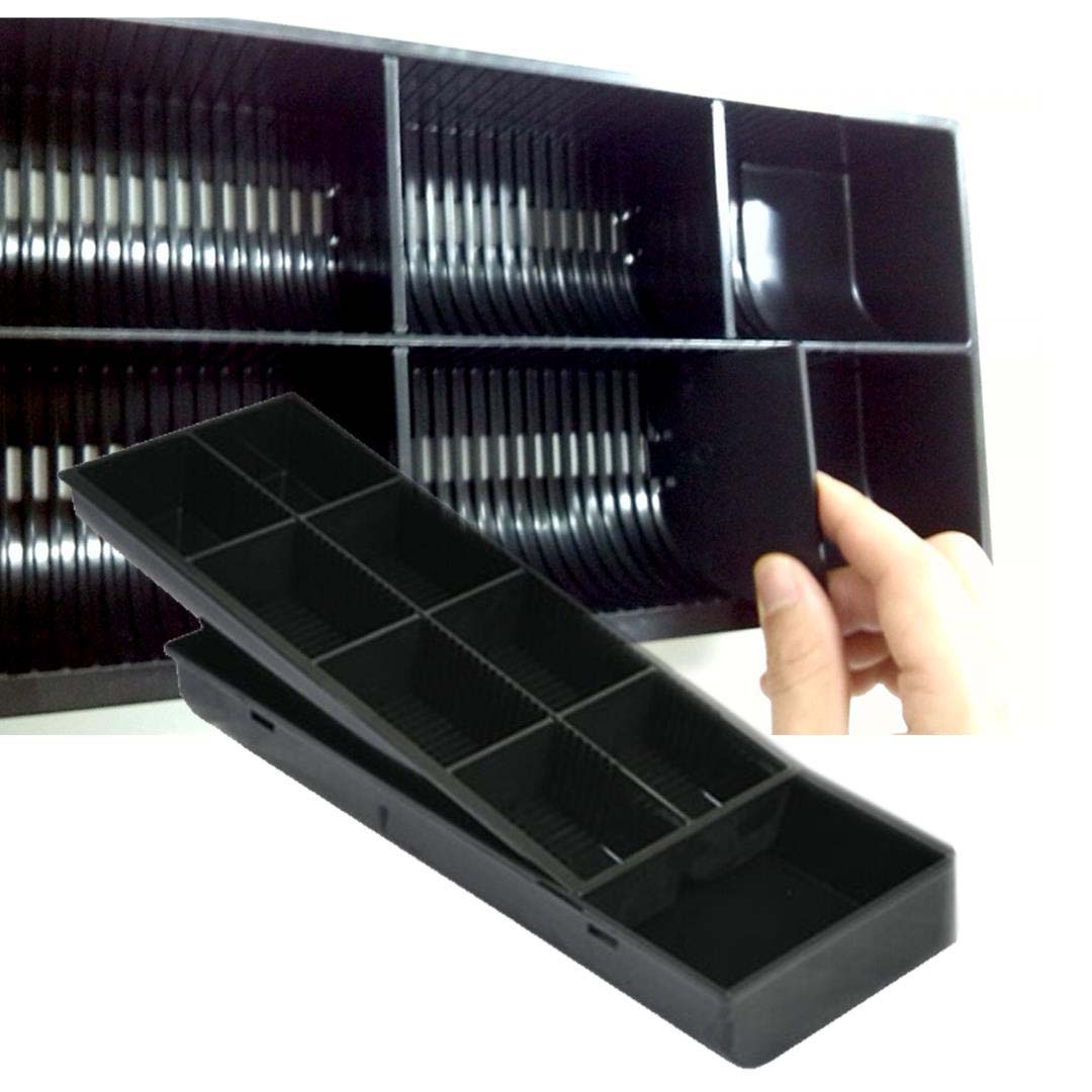 SOGA 2X 4 Bills 8 Coins Cash Tray With Lockable Lid Heavy Duty Spare Cash Tray Black - Cafe Supply