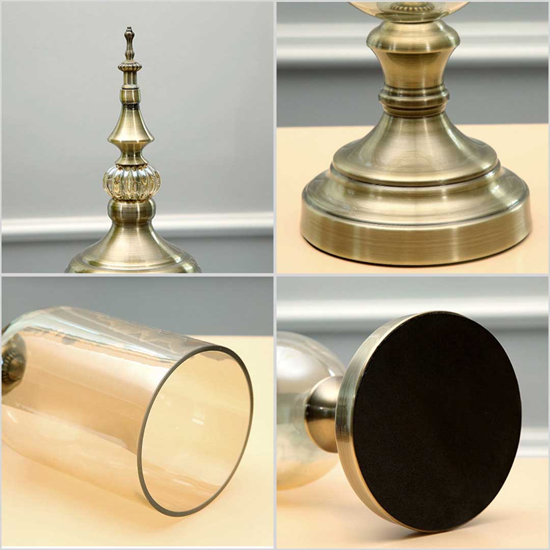 SOGA 2X Clear Glass Flower Vase with Lid and Transparent Filler Vase Bronze Set - Cafe Supply