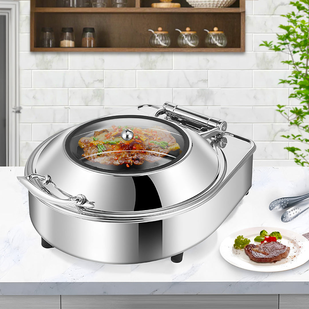 SOGA Stainless Steel Round Chafing Dish Tray Buffet Cater Food Warmer Chafer with Top Lid - Cafe Supply
