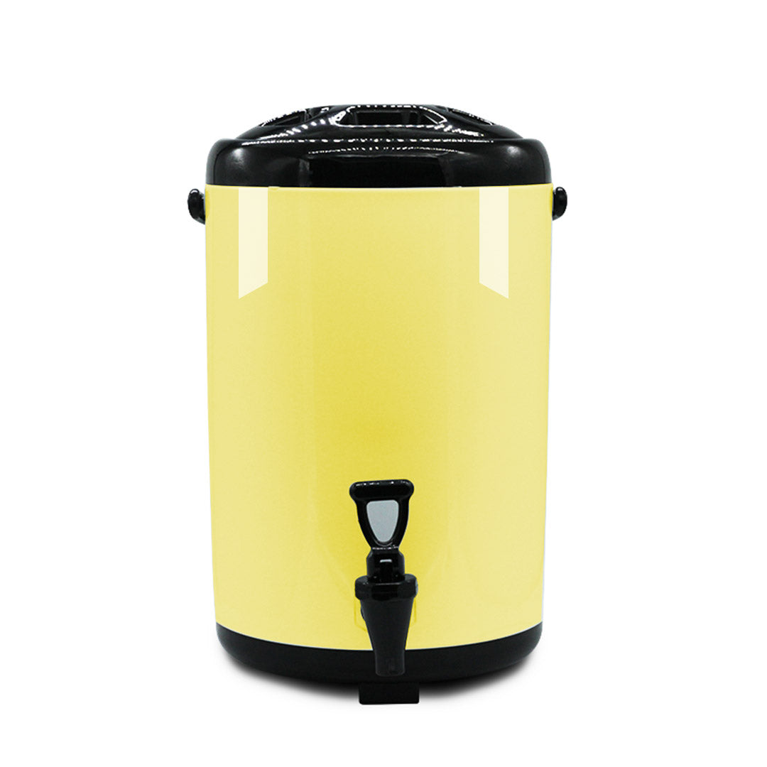 SOGA 18L Stainless Steel Insulated Milk Tea Barrel Hot and Cold Beverage Dispenser Container with Faucet Yellow - Cafe Supply