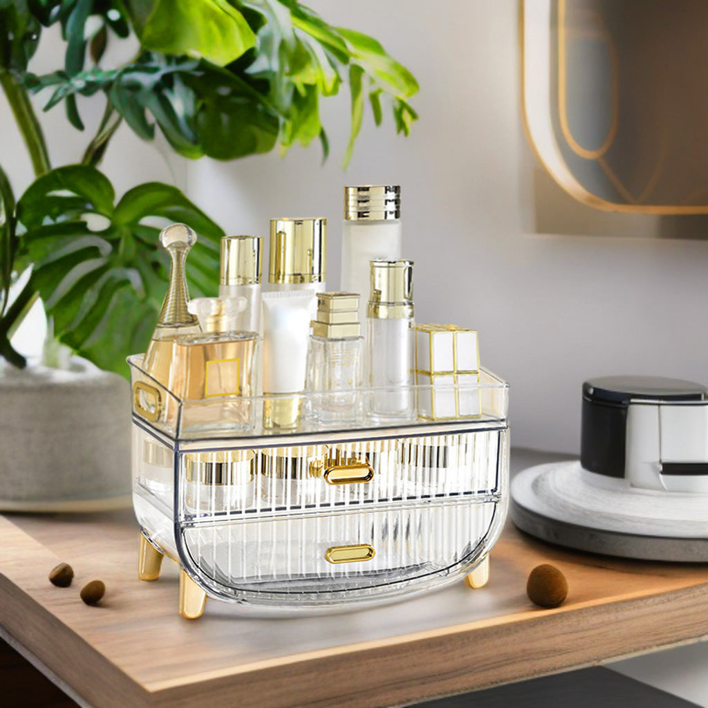 SOGA 2X 3 Tier Transparent Multifunctional Countertop Cosmetic Storage Makeup Skincare Holder Jewelry Cabinet Bathroom Desk Drawer Vanity Organiser - Cafe Supply