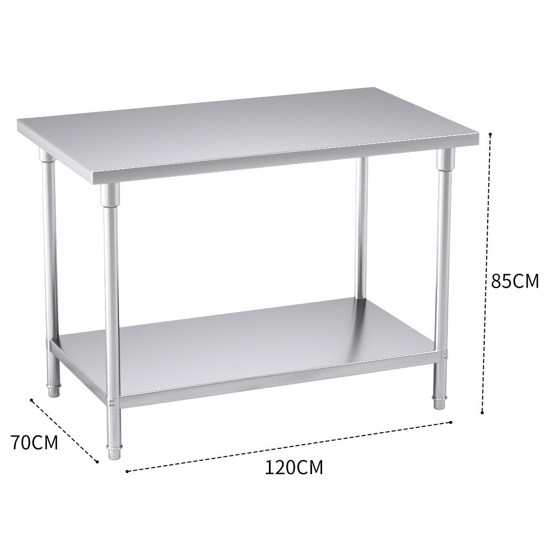 SOGA 120*70*85cm Commercial Catering Kitchen Stainless Steel Prep Work Bench - Cafe Supply