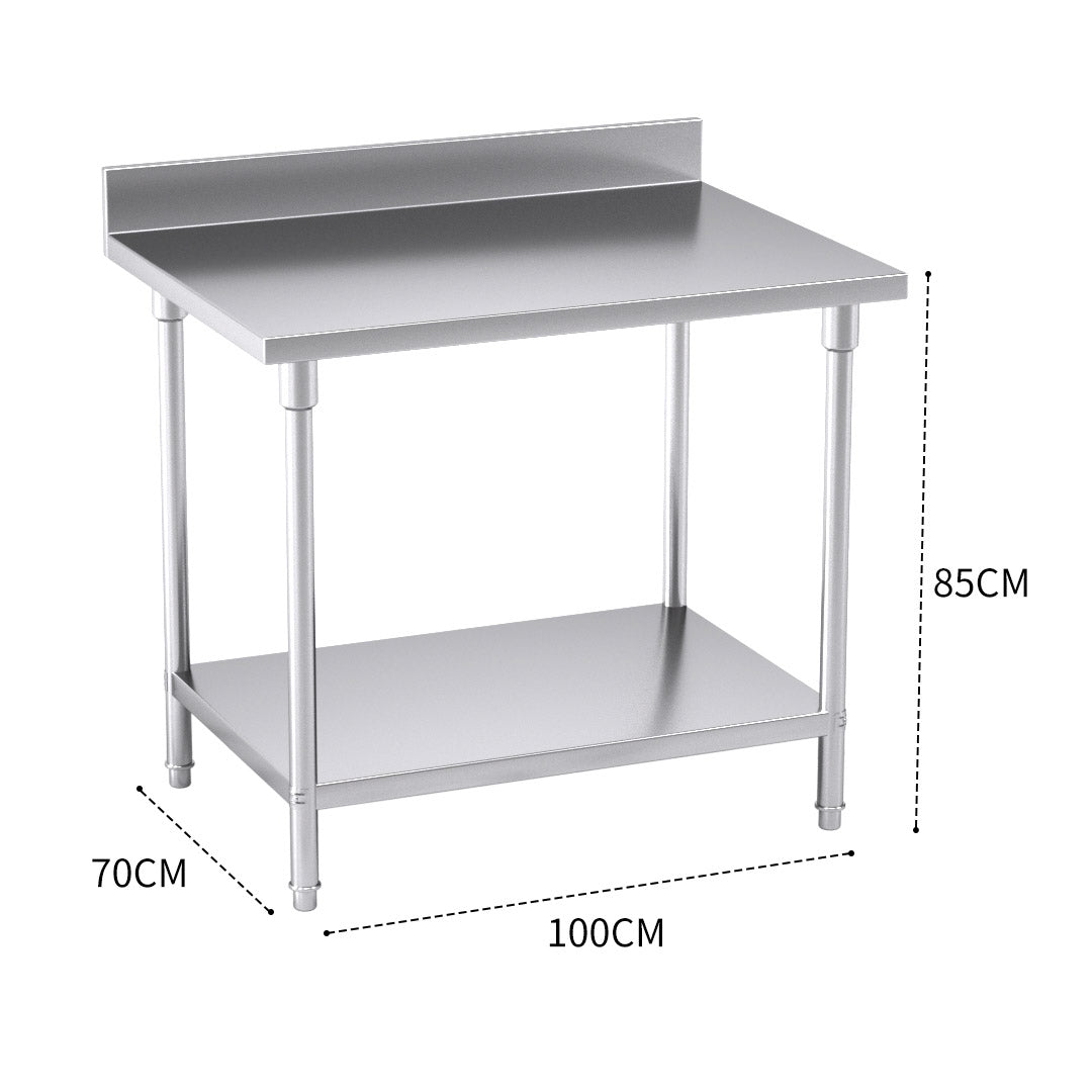 SOGA Commercial Catering Kitchen Stainless Steel Prep Work Bench Table with Back-splash 100*70*85cm - Cafe Supply