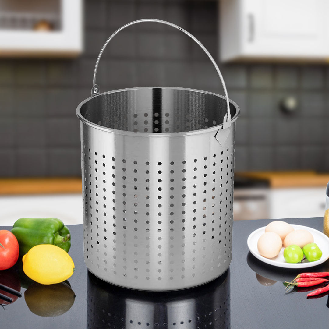 SOGA 21L 18/10 Stainless Steel Stockpot with Perforated Stock Pot Basket Pasta Strainer - Cafe Supply