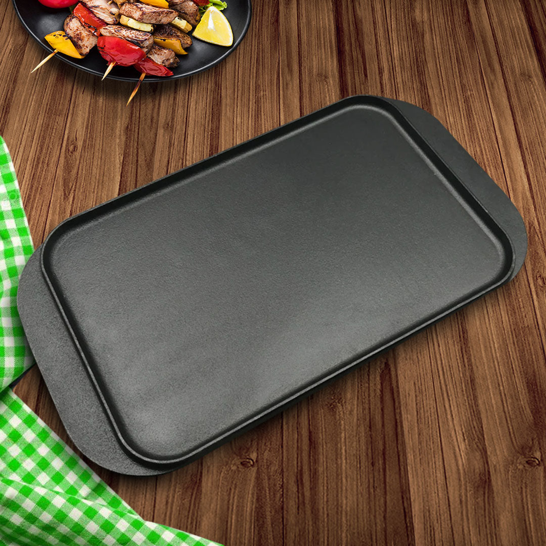 SOGA 2X 47cm Cast Iron Ridged Griddle Hot Plate Grill Pan BBQ Stovetop - Cafe Supply