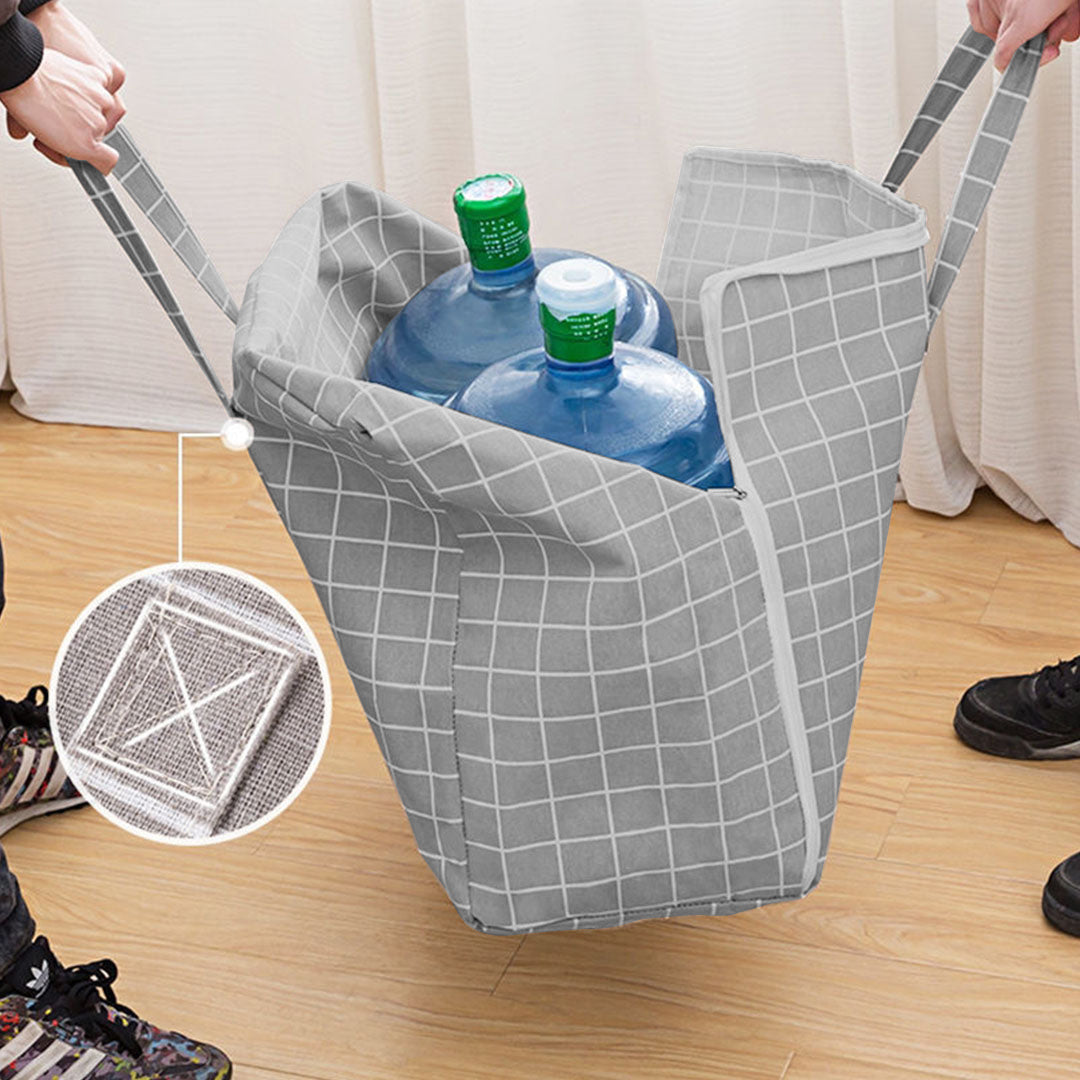 SOGA 2X Grey Plaid Medium Storage Luggage Bag Double Zipper Foldable Travel Organiser Essentials - Cafe Supply