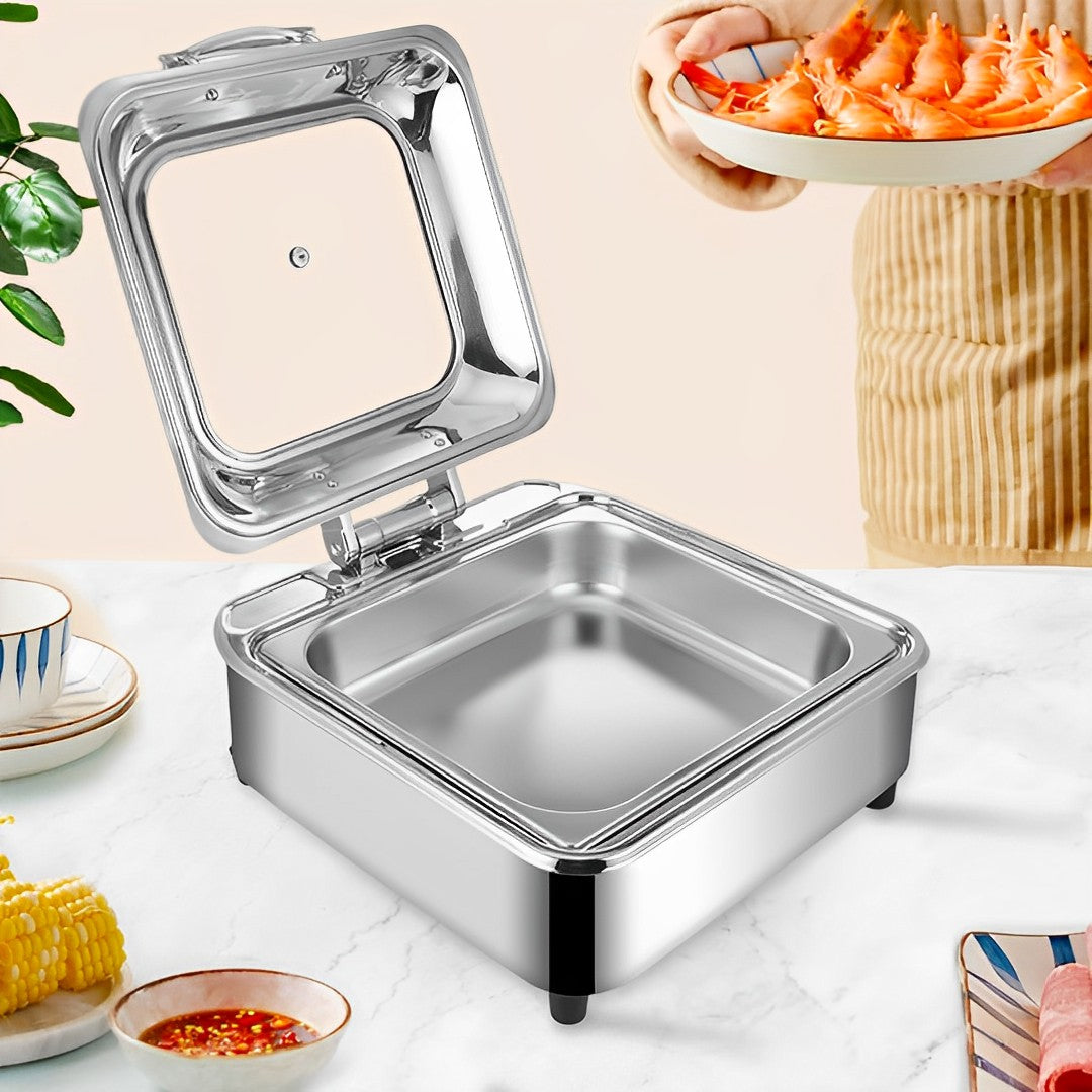 SOGA Stainless Steel Square Chafing Dish Tray Buffet Cater Food Warmer Chafer with Top Lid - Cafe Supply