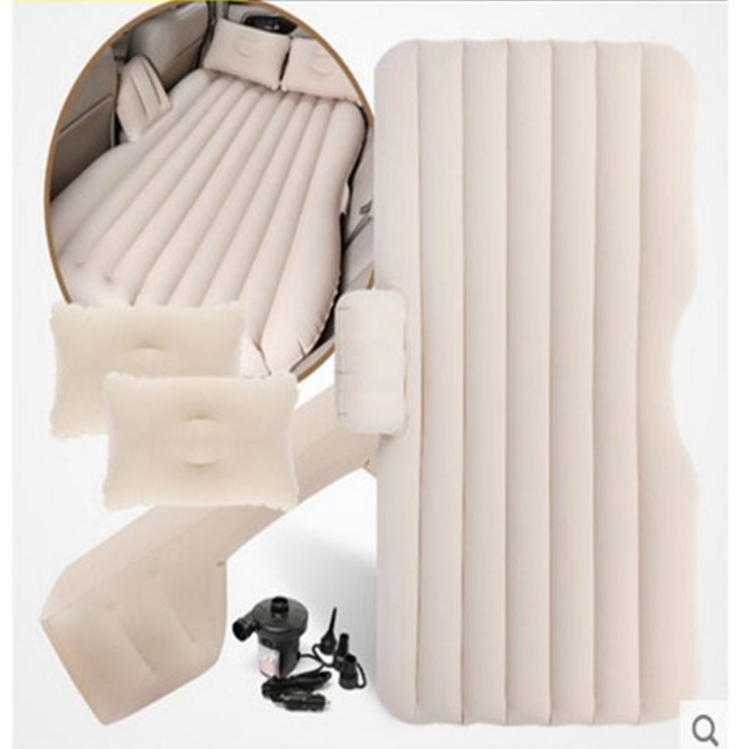 SOGA 2X Inflatable Car Mattress Portable Travel Camping Air Bed Rest Sleeping Bed Beige - Cafe Supply