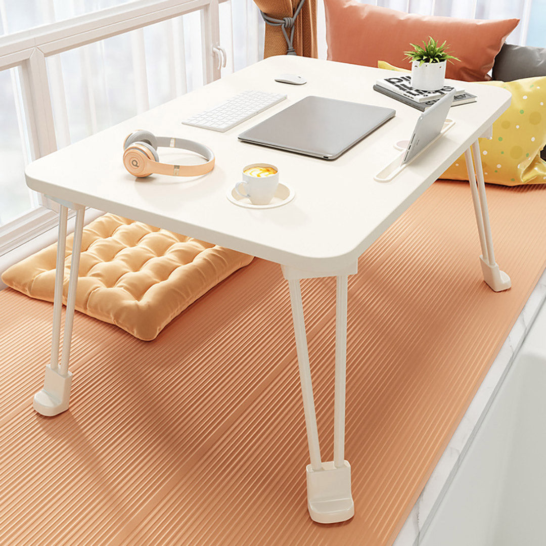 SOGA 2X White Portable Bed Table Adjustable Folding Mini Desk With Cup-Holder Home Decor - Cafe Supply