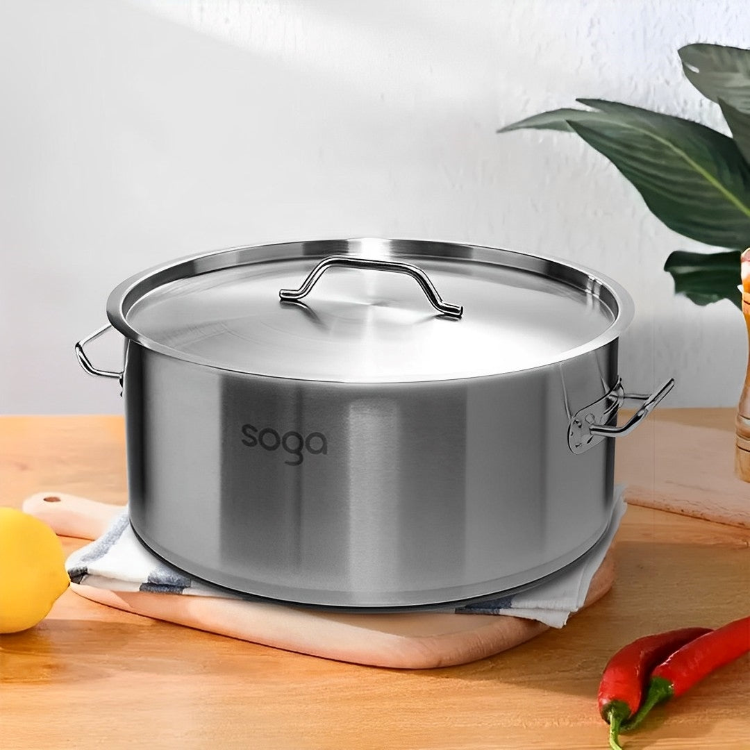 SOGA Dual Burners Cooktop Stove, 14L Stainless Steel Stockpot and 28cm Induction Casserole - Cafe Supply