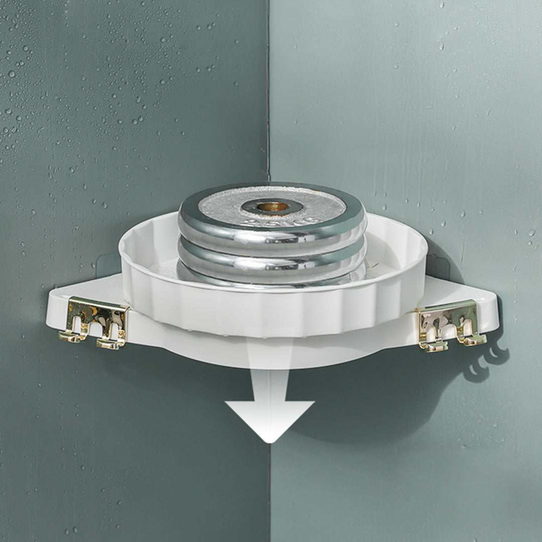 SOGA 2X White 360 Degree Wall-Mounted Rotating Bathroom Organiser Corner Vanity Rack Toilet Adhesive Storage Shelf - Cafe Supply