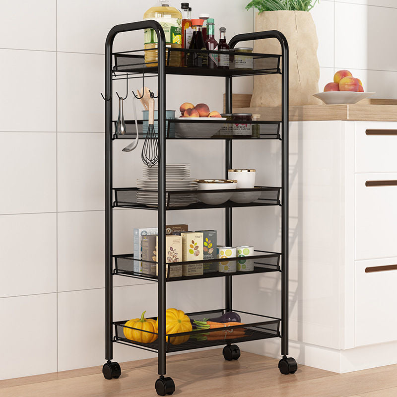 SOGA 2X 5 Tier Steel Black Bee Mesh Kitchen Cart Multi-Functional Shelves Portable Storage Organizer with Wheels - Cafe Supply