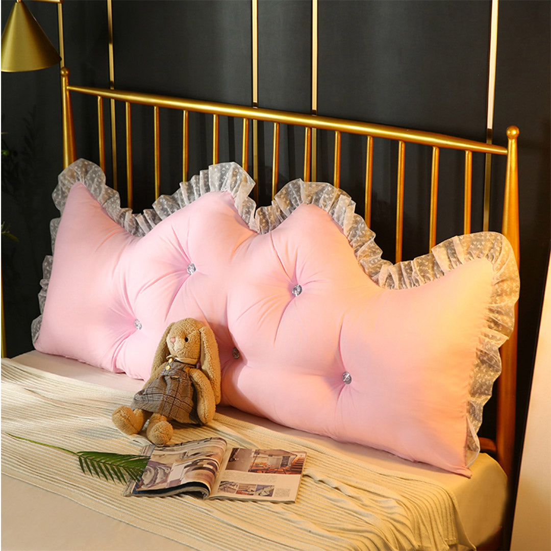 SOGA 2X 180cm Pink Princess Bed Pillow Headboard Backrest Bedside Tatami Sofa Cushion with Ruffle Lace Home Decor - Cafe Supply
