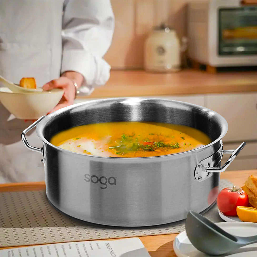 SOGA Stock Pot 14L 83L Top Grade Thick Stainless Steel Stockpot 18/10 - Cafe Supply