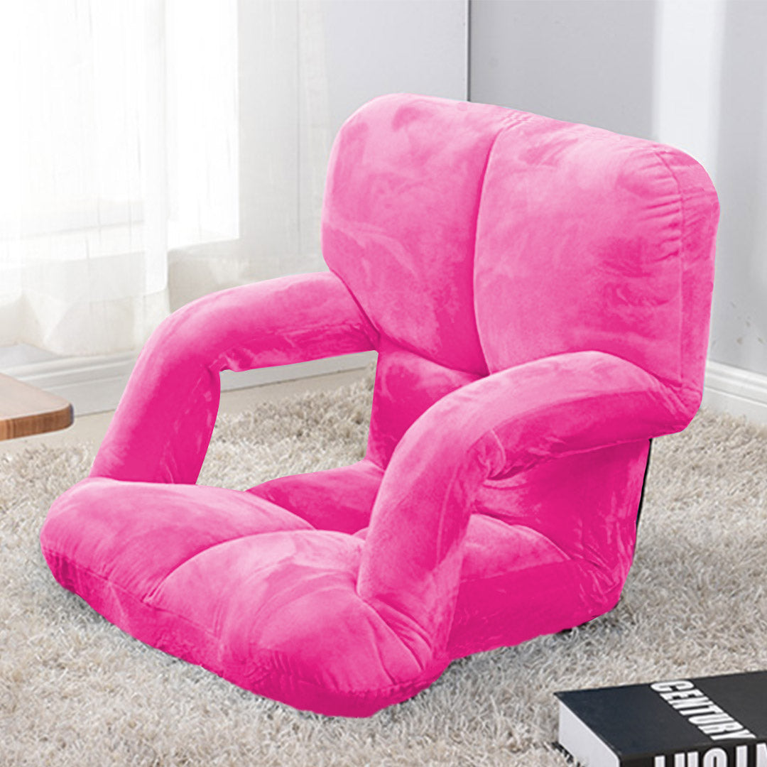 SOGA Foldable Lounge Cushion Adjustable Floor Lazy Recliner Chair with Armrest Pink - Cafe Supply