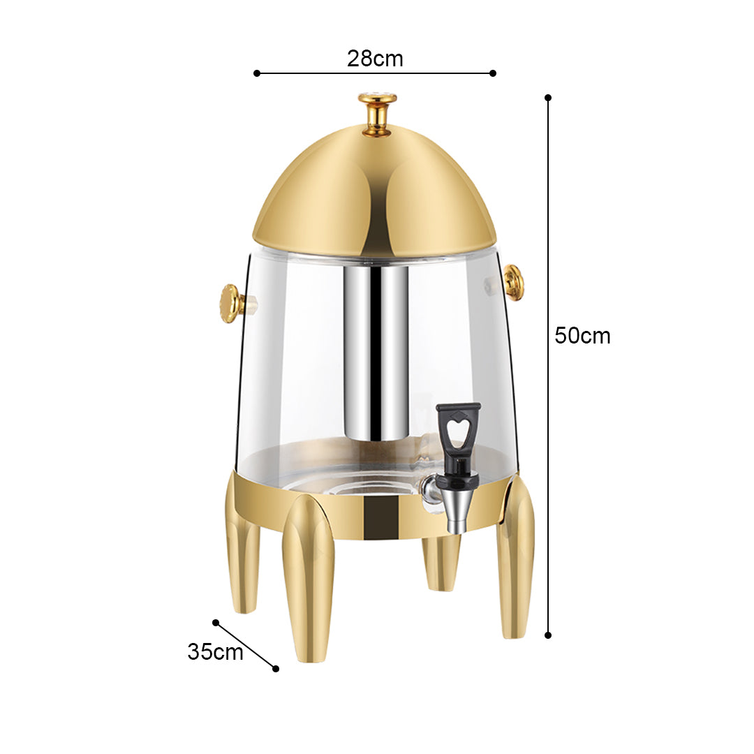 SOGA Stainless Steel 12L Beverage Dispenser Hot and Cold Juice Water Tea Chafer Urn Buffet Drink Container Jug with Gold Accents - Cafe Supply