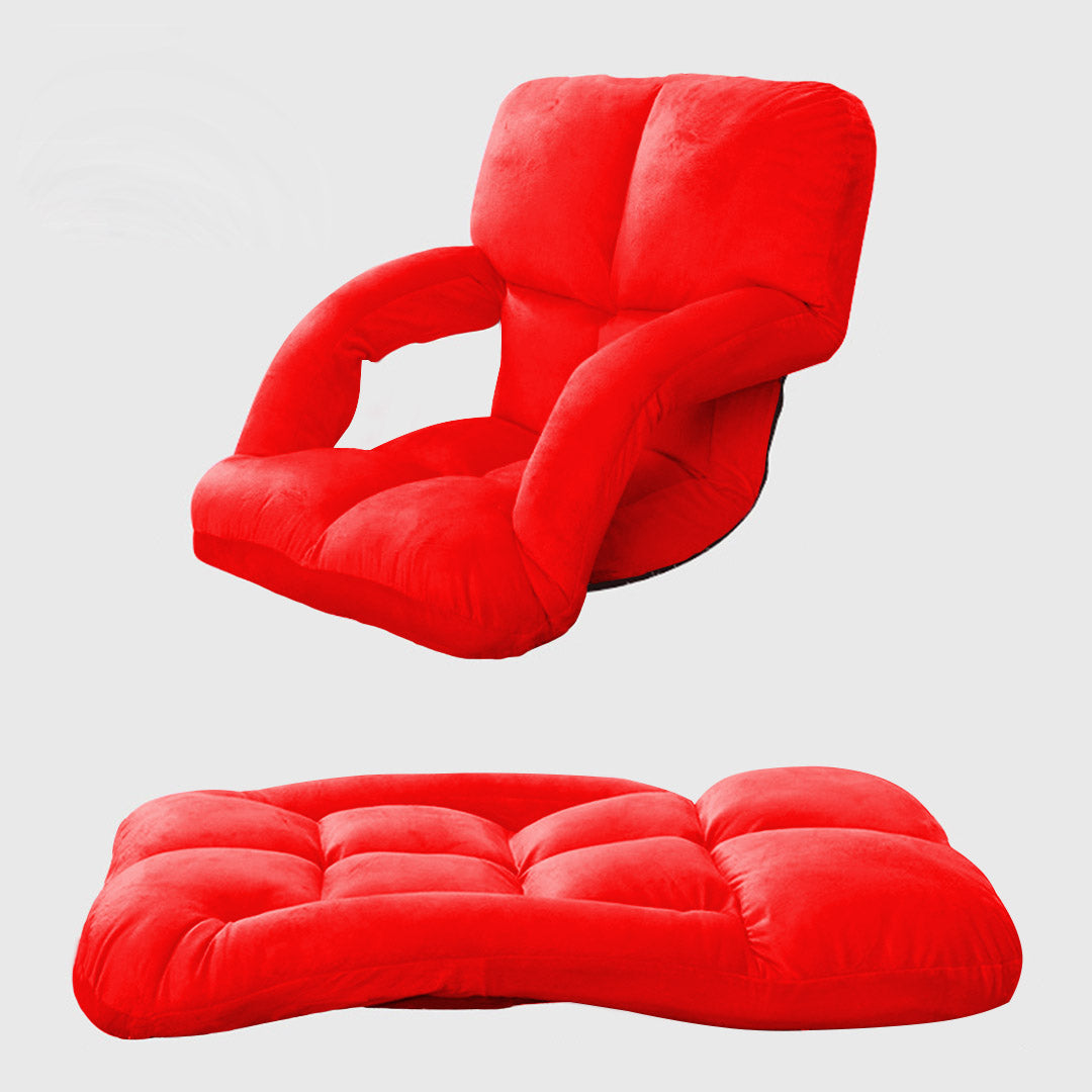 SOGA Foldable Lounge Cushion Adjustable Floor Lazy Recliner Chair with Armrest Red - Cafe Supply