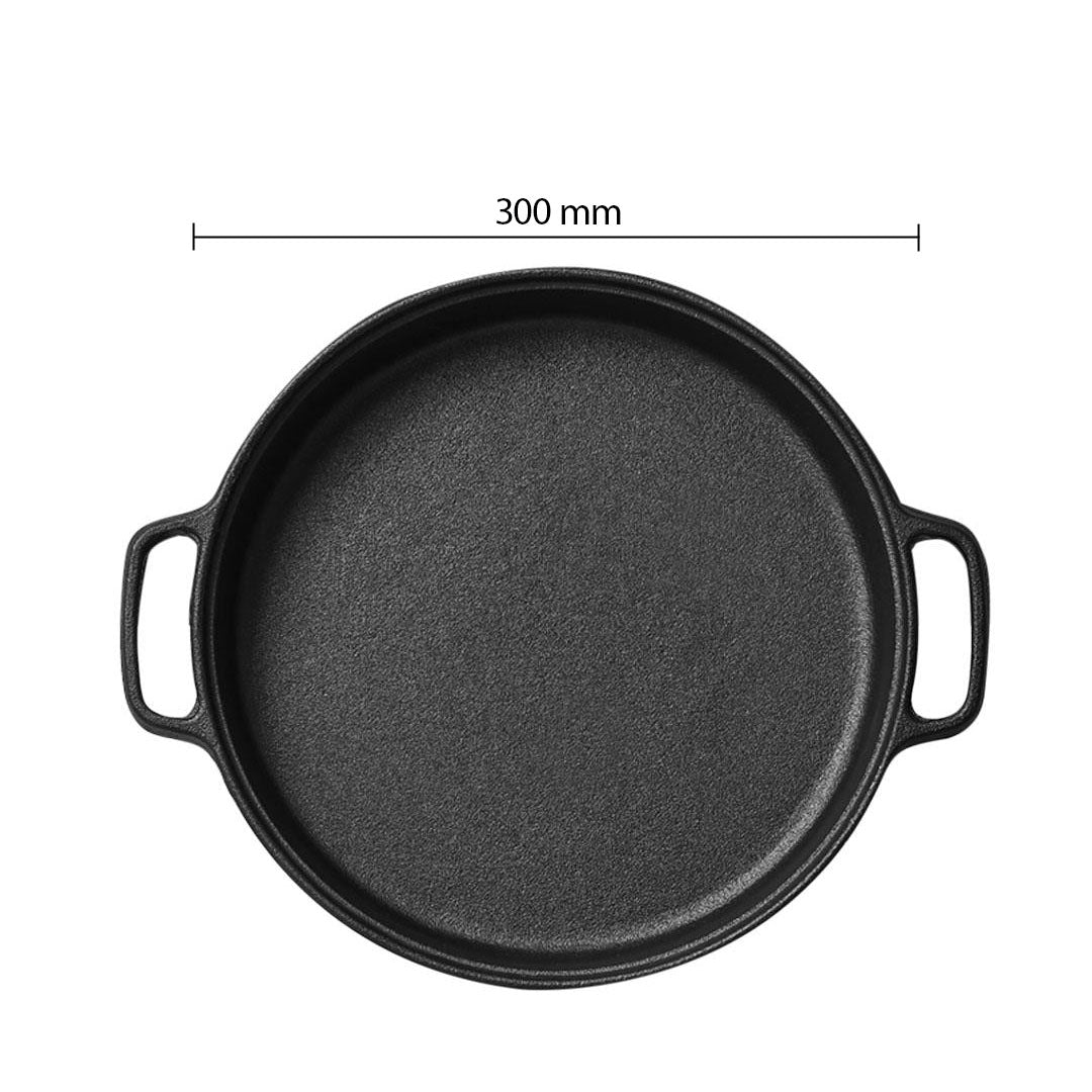 SOGA Dual Burners Cooktop Stove, 30cm Cast Iron Frying Pan Skillet and 30cm Induction Casserole - Cafe Supply