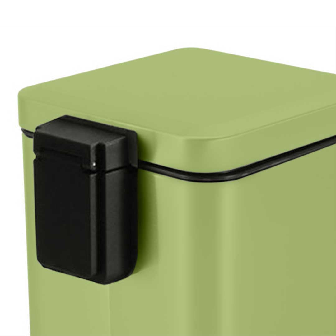 SOGA 2X 12L Foot Pedal Stainless Steel Rubbish Recycling Garbage Waste Trash Bin Square Green - Cafe Supply