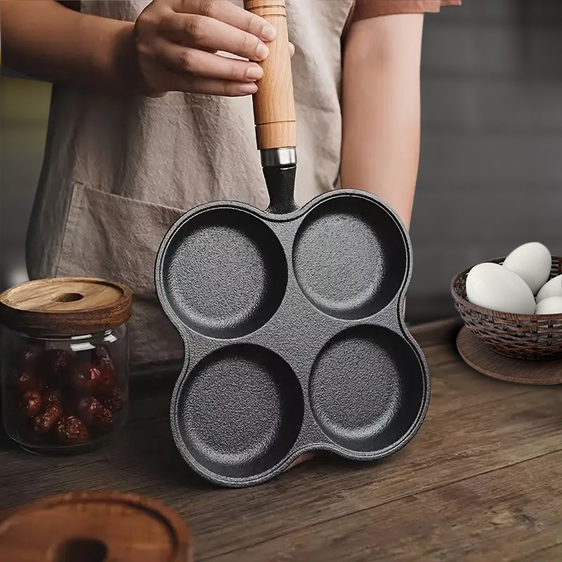SOGA 2X 4 Mold Multi-Portion Cast Iron Breakfast Fried Egg Pancake Omelet Fry Pan - Cafe Supply