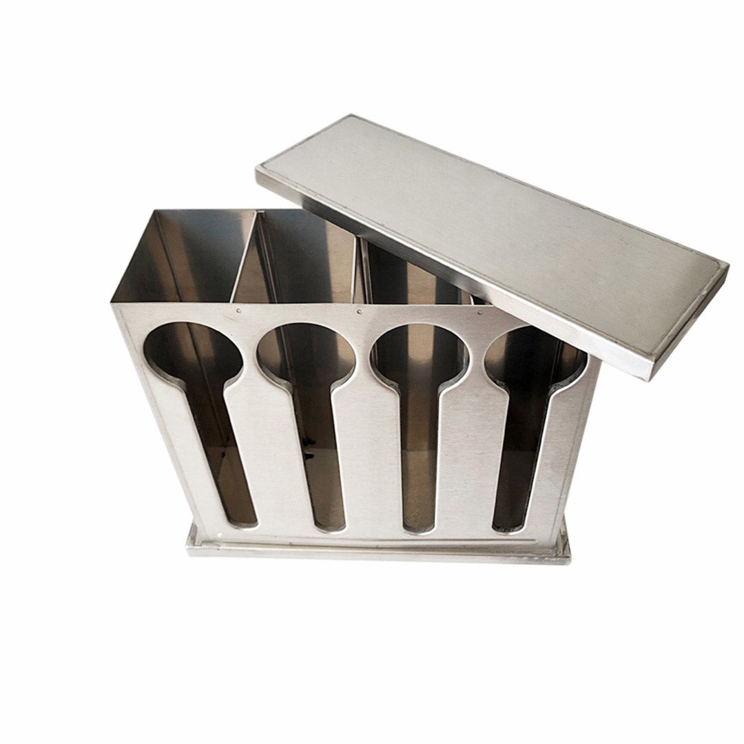 SOGA 2X Stainless Steel Buffet Restaurant Spoon Utensil Holder Storage Rack 4 Holes - Cafe Supply