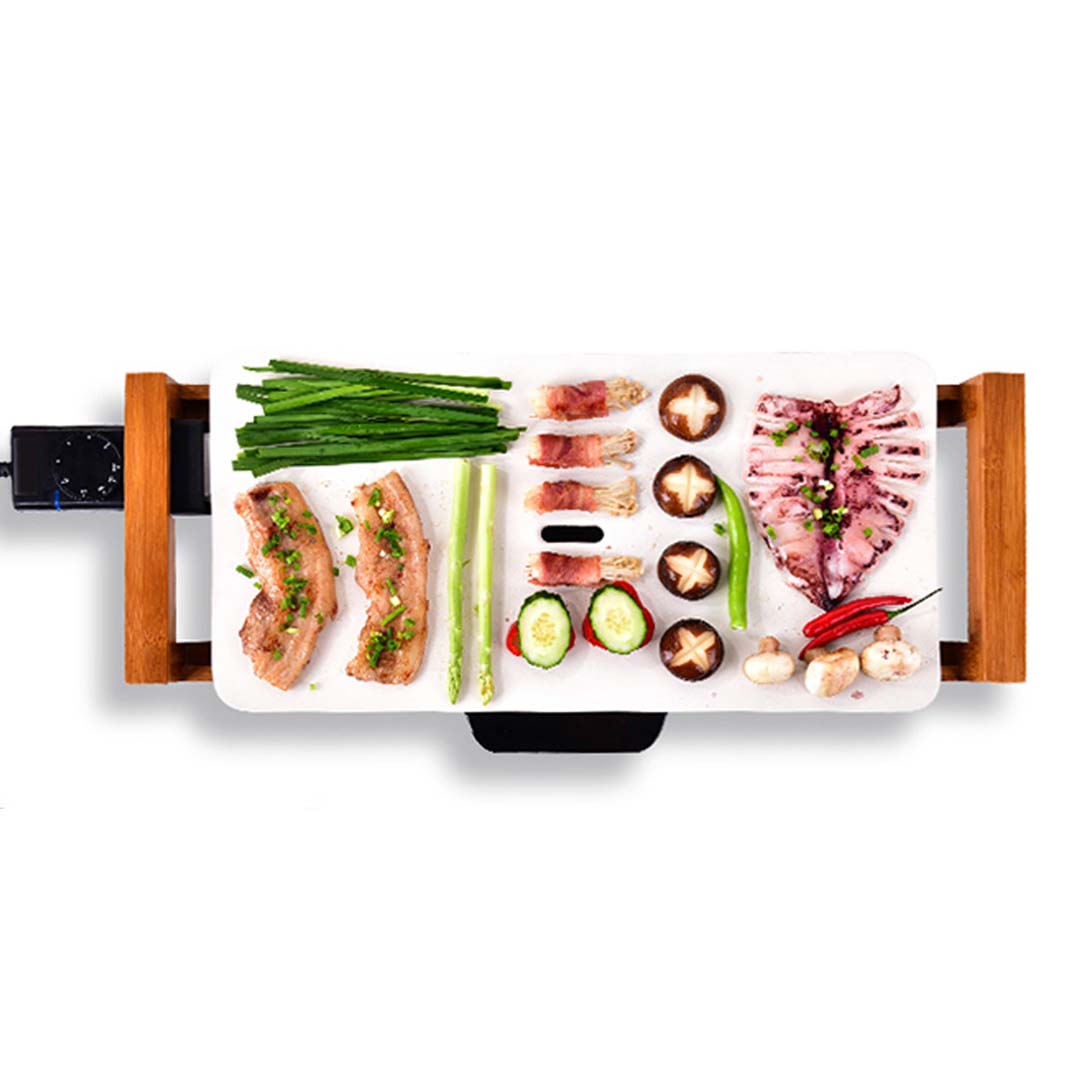 SOGA 2X Electric Ceramic BBQ Grill Non-stick Surface Hot Plate for Indoor & Outdoor White - Cafe Supply