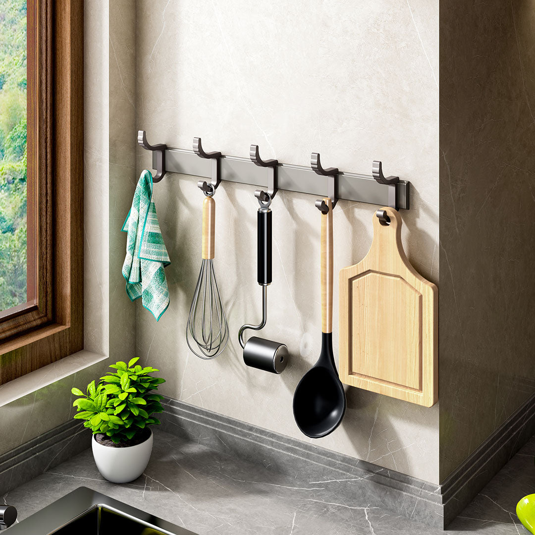 SOGA 2X 37cm Wall Mounted Towel Rack Space-Saving Hanger Organiser with Durable Hooks - Cafe Supply