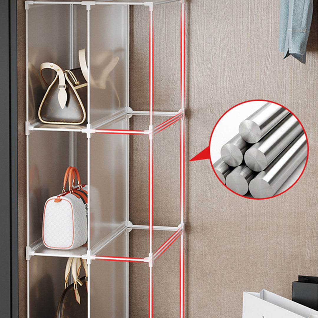 SOGA 3 Tier Multifunctional PP Plastic Bag Box Portable Cubby DIY Storage Shelves Stackable Handbag Purse Organiser - Cafe Supply