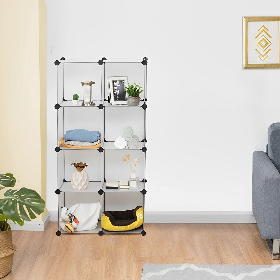 SOGA 2X 8-Cube Transparent Shelf Box Portable Cubby DIY Storage Shelves Modular Closet Organiser - Cafe Supply