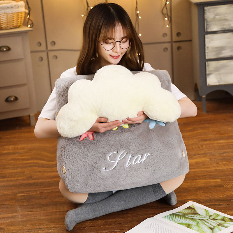 SOGA 2X Grey Cute Cloud Cushion Soft Leaning Lumbar Wedge Pillow Bedside Plush Home Decor - Cafe Supply