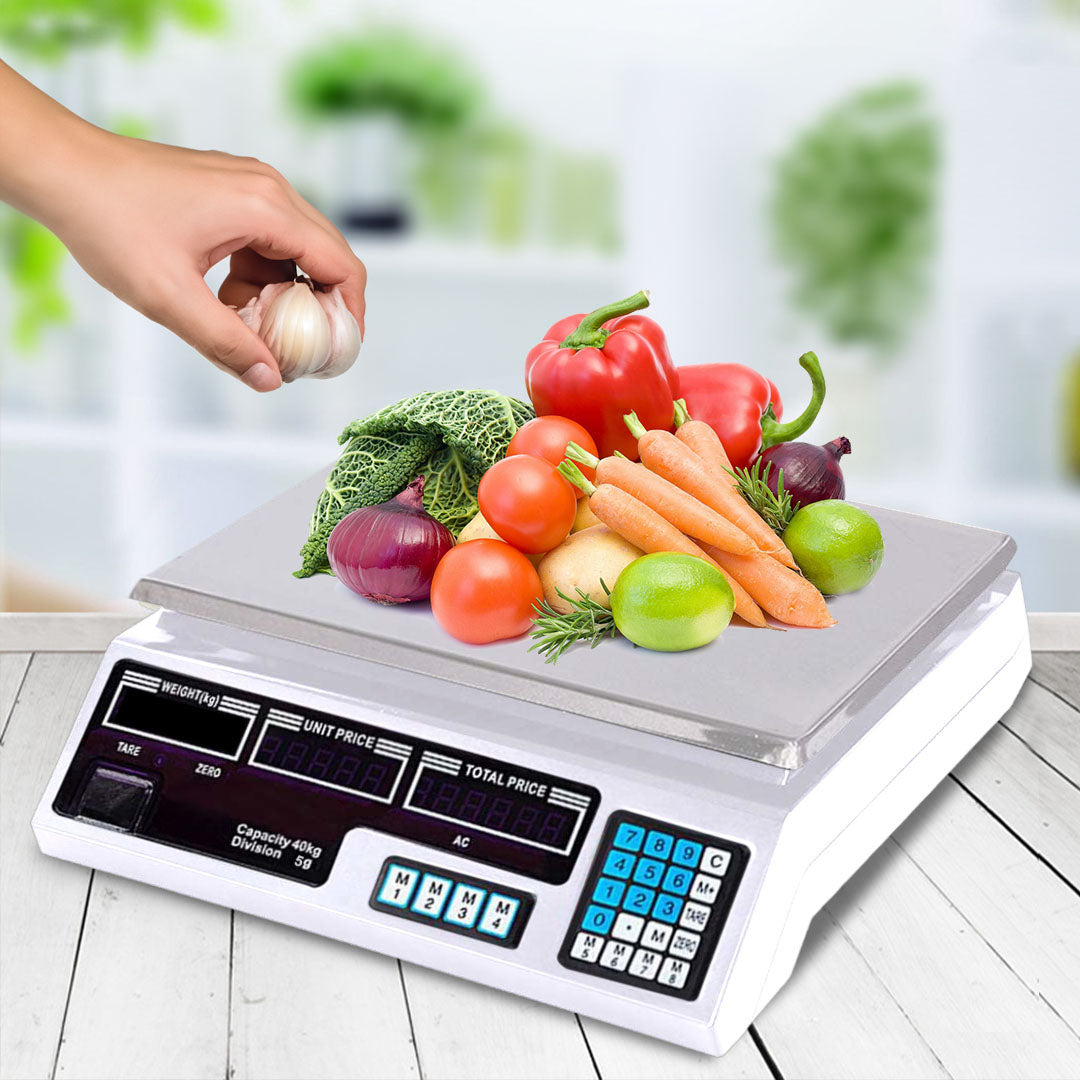 SOGA 2X 40kg Digital Commercial Kitchen Scales Shop Electronic Weight Scale Food White - Cafe Supply