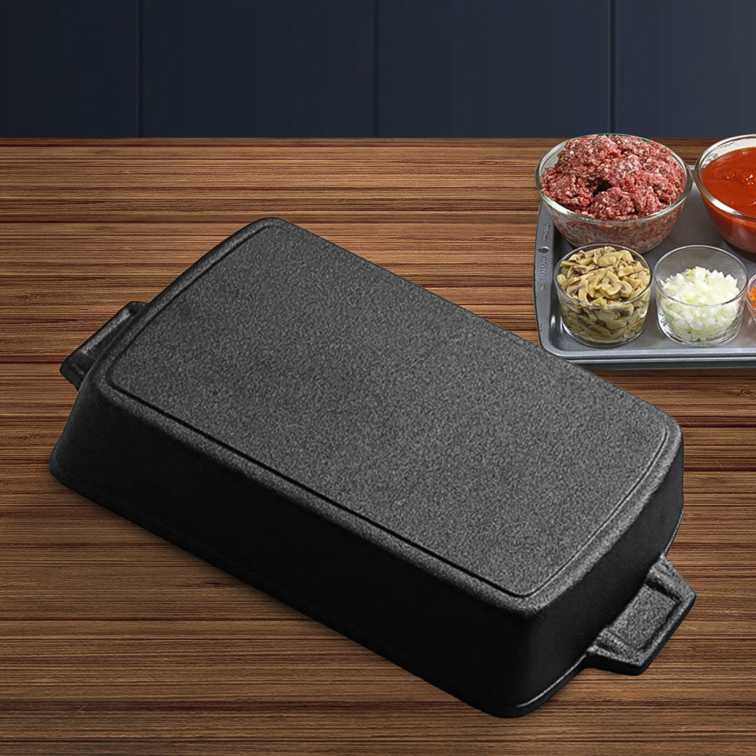 SOGA 33cm Cast Iron Rectangle Bread Cake Baking Dish Lasagna Roasting Pan - Cafe Supply