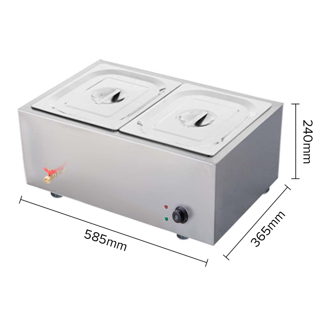 SOGA 2X Stainless Steel 2 X 1/2 GN Pan Electric Bain-Marie Food Warmer with Lid - Cafe Supply