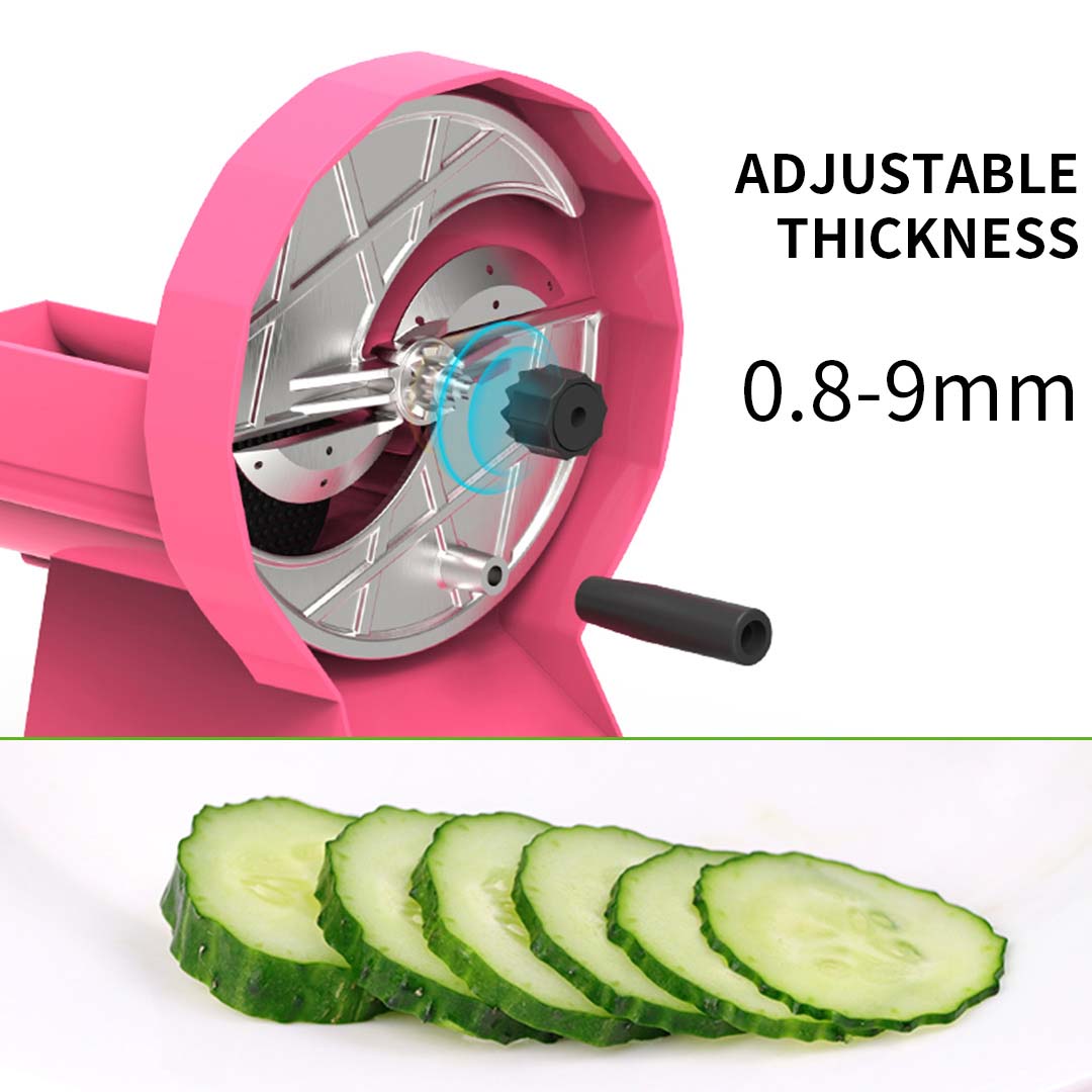 SOGA 2X Commercial Manual Vegetable Fruit Slicer Kitchen Cutter Machine Pink - Cafe Supply