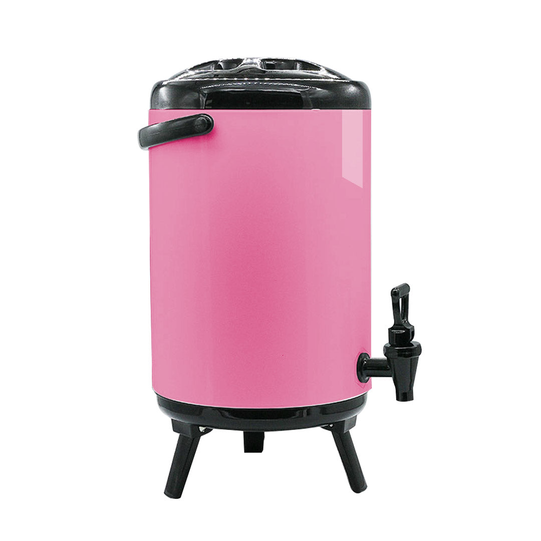 SOGA 12L Stainless Steel Insulated Milk Tea Barrel Hot and Cold Beverage Dispenser Container with Faucet Pink - Cafe Supply