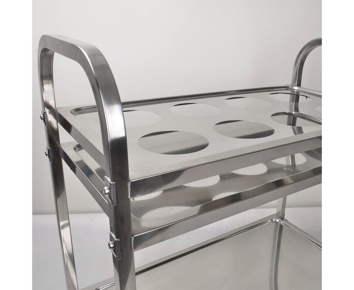 SOGA 2X 2 Tier Stainless Steel 8 Compartment Kitchen Seasoning Car Service Trolley Condiment Holder Cart Spice Bowl - Cafe Supply