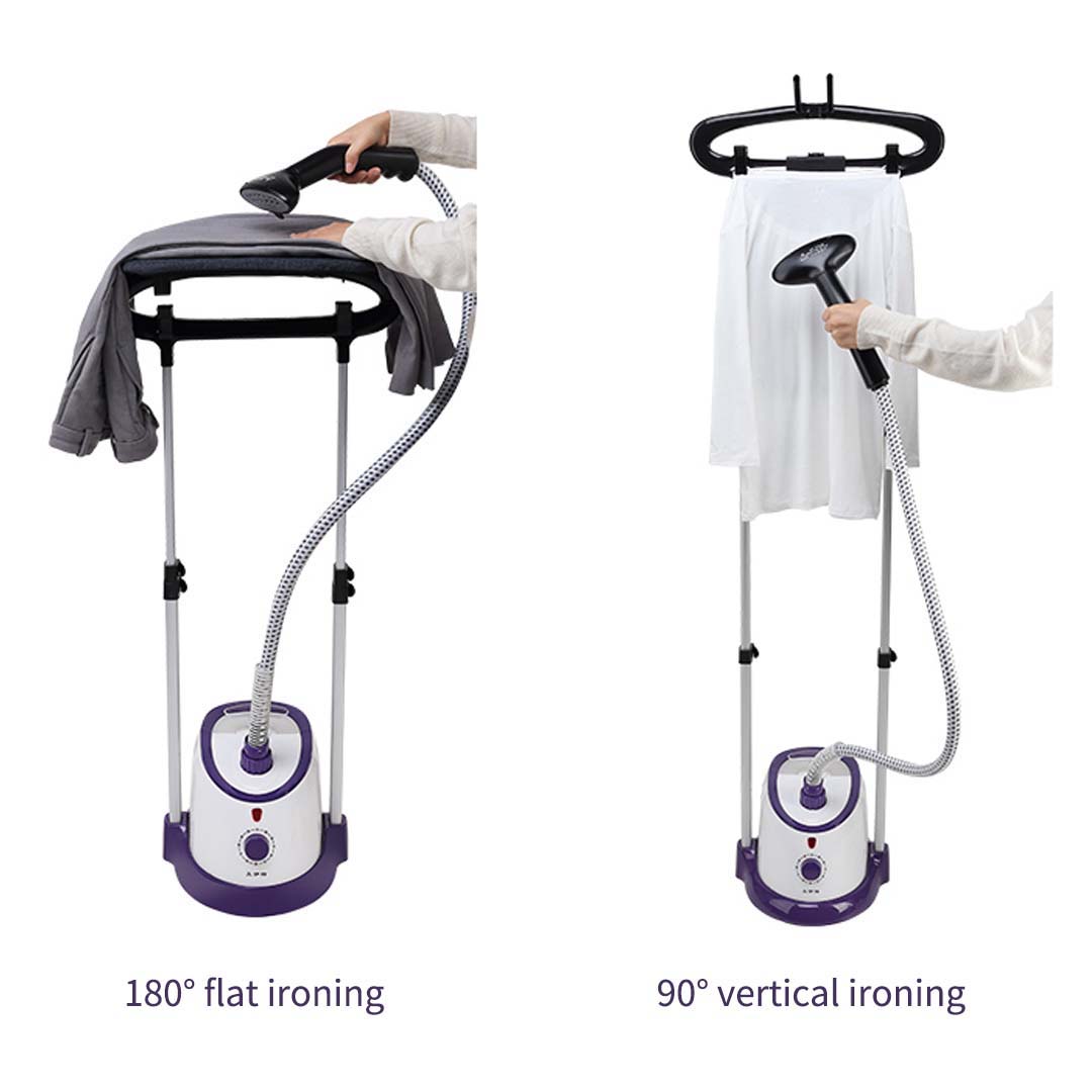 SOGA 2X Garment Steamer Vertical Twin Pole Clothes 1700ml 1800w Professional Steaming Kit Purple - Cafe Supply