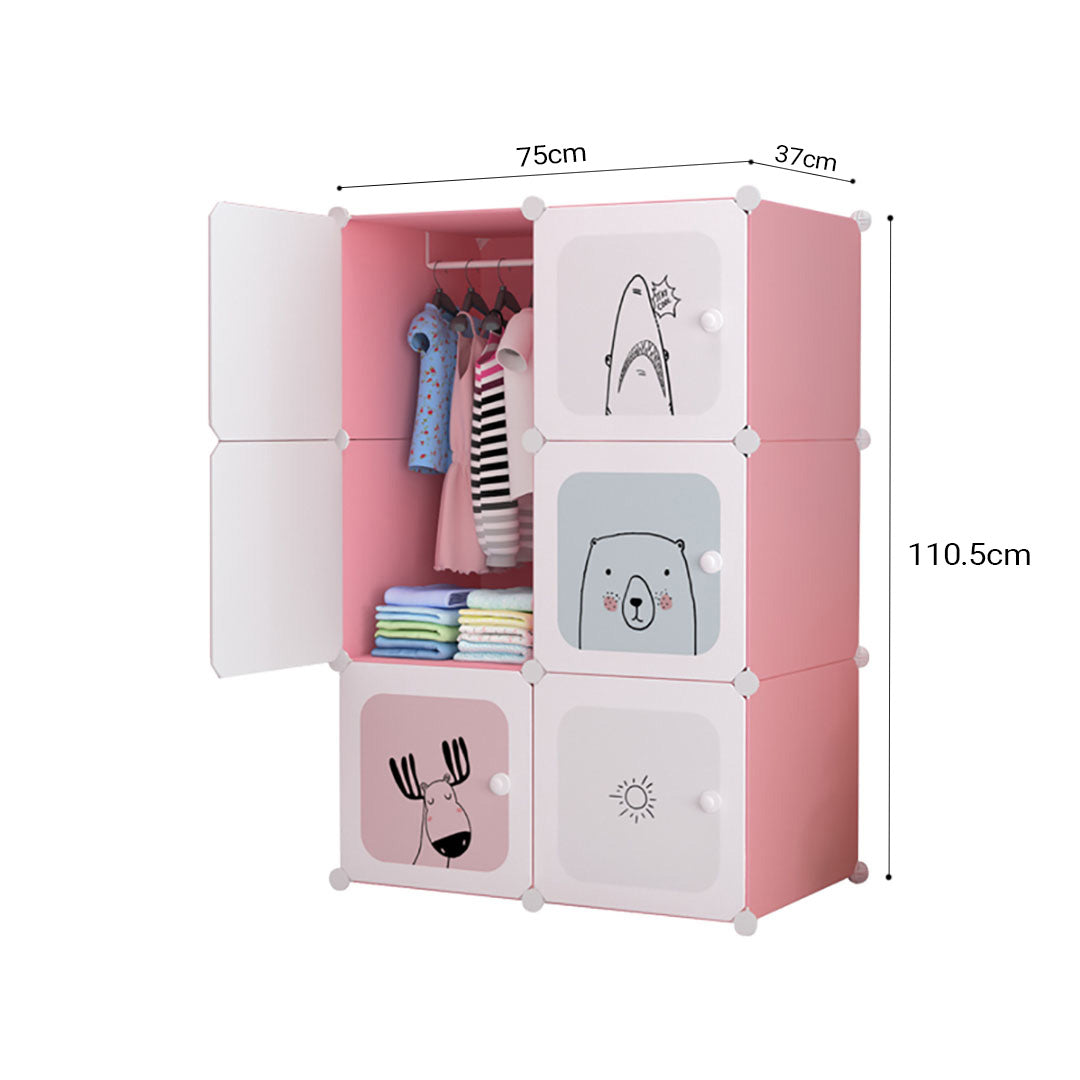 SOGA 6 Cubes Pink Portable Wardrobe Divide-Grid Modular Storage Organiser Foldable Closet - Cafe Supply