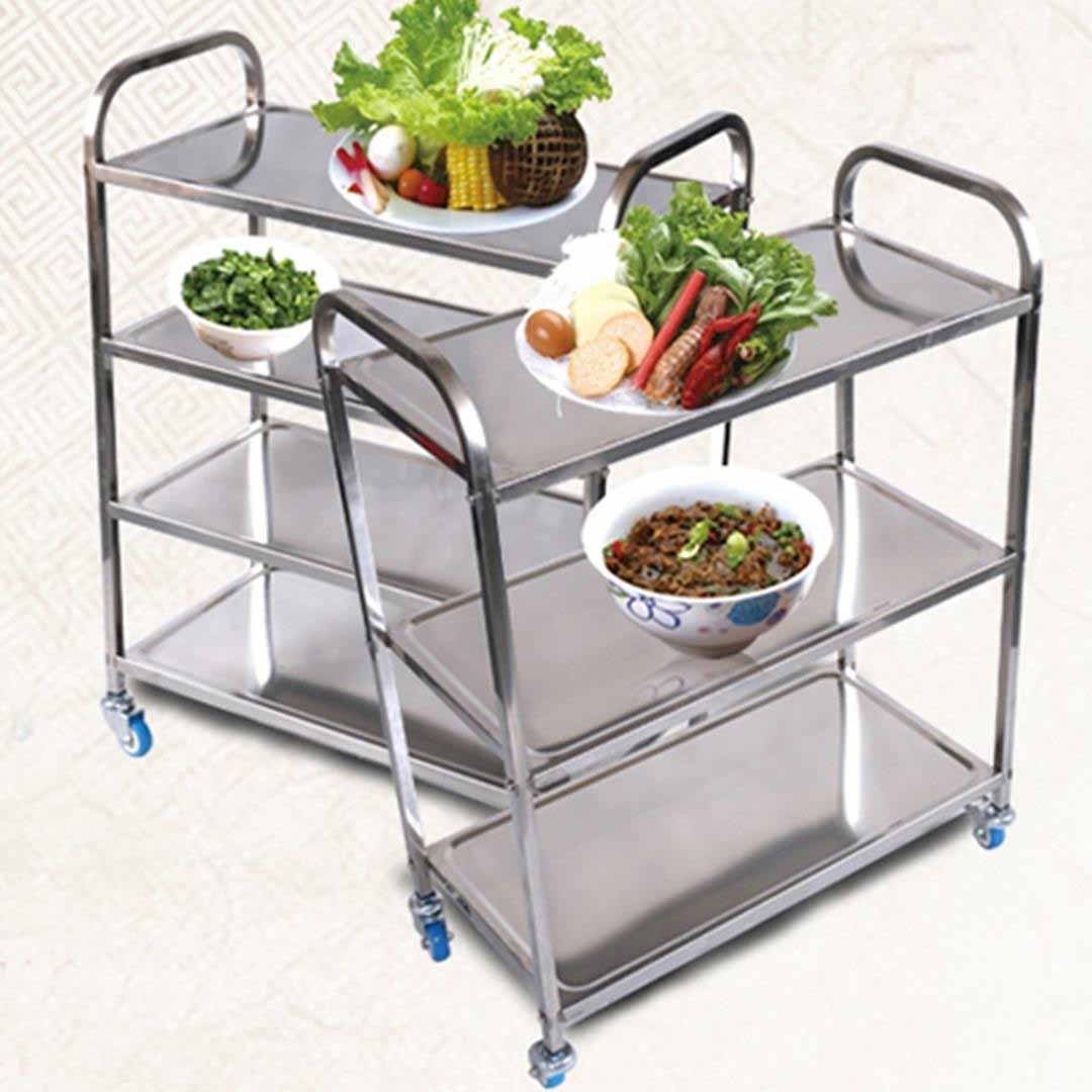 SOGA 4 Tier Stainless Steel Kitchen Dinning Food Cart Trolley Utility Size Square Medium - Cafe Supply