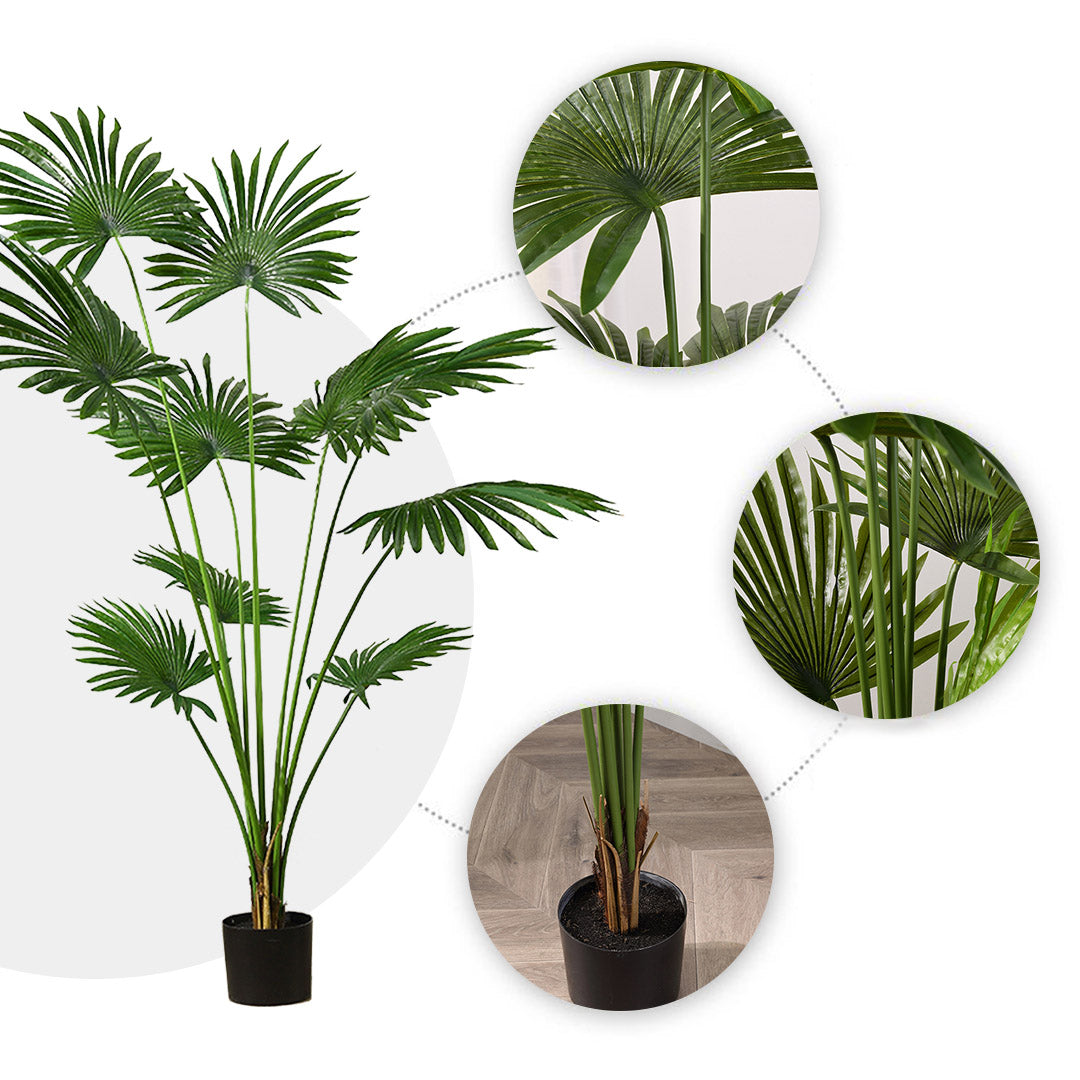 SOGA 2X 180cm Artificial Natural Green Fan Palm Tree Fake Tropical Indoor Plant Home Office Decor - Cafe Supply