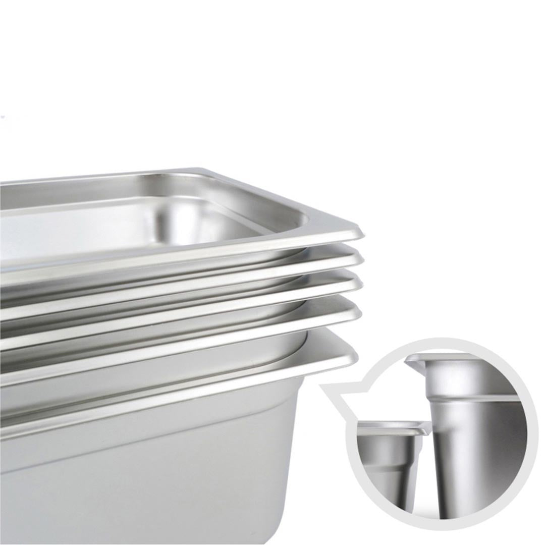 SOGA 4X Gastronorm GN Pan Full Size 1/3 GN Pan 10cm Deep Stainless Steel Tray With Lid - Cafe Supply