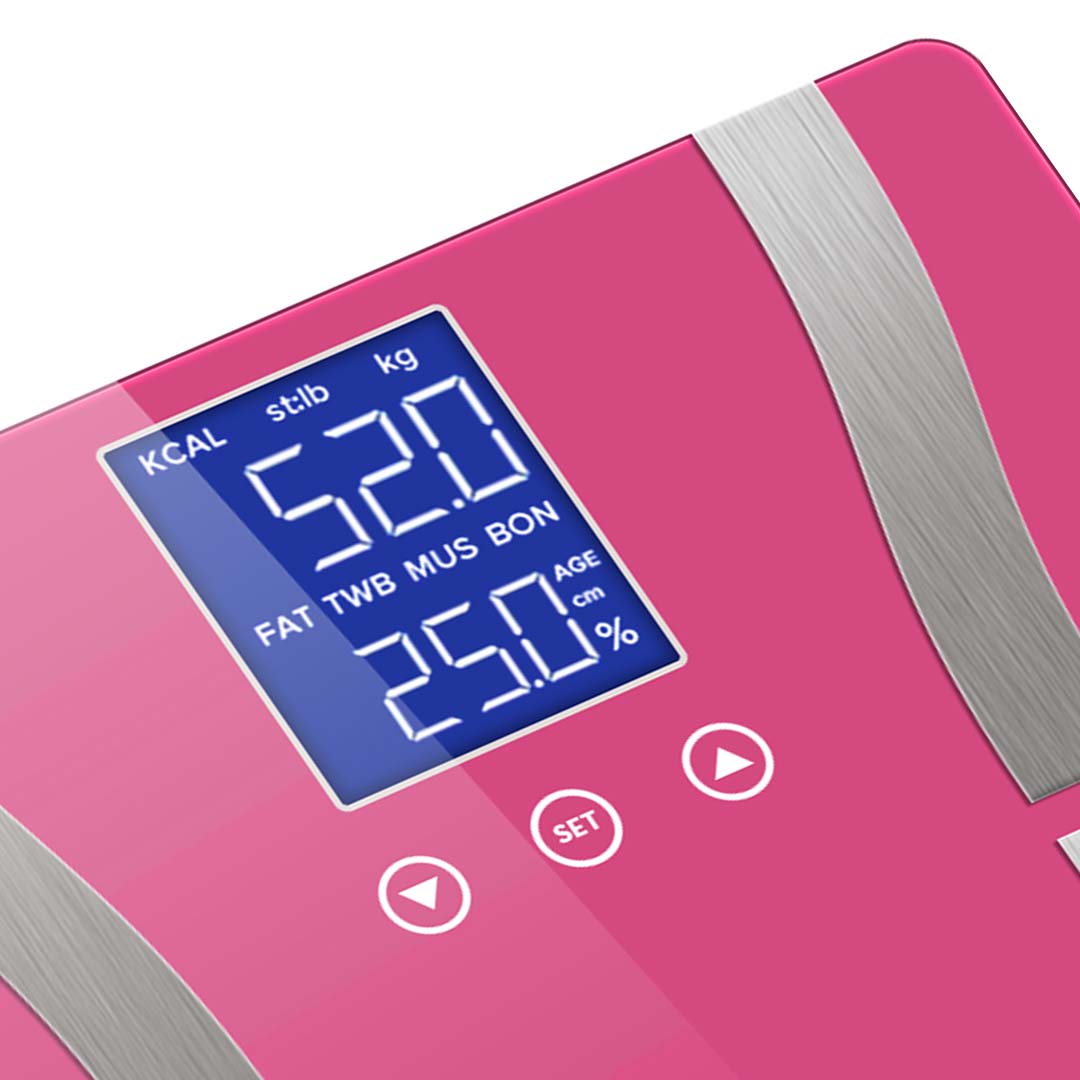 SOGA Glass LCD Digital Body Fat Scale Bathroom Electronic Gym Water Weighing Scales Pink - Cafe Supply